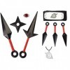 Accessoires de cosplay Ninja - Jouets en plastique - Bandeau Ninja Kunai 1, 1 jeu de fléchettes étoilées, 3 kuna, 2 gros kuna