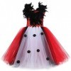 IWEMEK Déguisement Cruella Enfant Fille 101 Dalmatien Costume sans manches tricoté Tutu robe avec perruque gants accessoires 