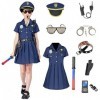 ZUCOS Costume de policier de luxe - Kit de jeu de rôle pour enfants - Halloween - Carnaval - Cadeau danniversaire de Noël - 