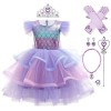 IMEKIS Costume de sirène pour fille - Pour carnaval, cosplay, fête danniversaire, tutu avec fée accessoires, vert violet + a