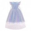 Odizli Anna et Elsa Robe Enfant Fille Reine des Neiges Costume Halloween Noël Carnaval Anniversaire Fête Cosplay Paillettes R