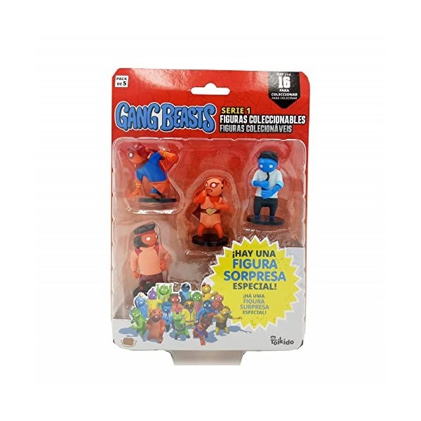 Bizak Gang Beasts, Pack de 5 Figurines en Blister Costume Spiderman, Figures à Collectionner du Jeu multijoueur de Combat 64