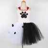 IDOPIP Déguisement Cruella Deville Enfant Fille 101 Dalmatiens Tutu Robe en Tulle avec Accessoires pour Halloween Cosplay Fêt