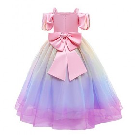 OBEEII Déguisement Cendrillon Enfant Fille Robe de Princesse Cinderella Costume Cosplay Conte de Fée Robe de Soirée Halloween
