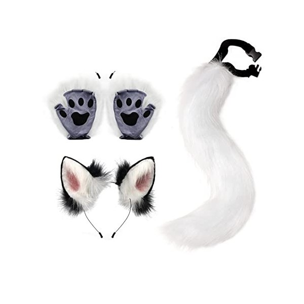 F Fityle Kit daccessoires de Cosplay de Queue doreilles de Renard, Bandeau doreilles, Costumes de Renard Imitation Lolita 