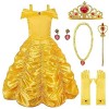 Cnexmin Deguisement Belle Princesse Fille Costume Robe Belle Et La Bete Enfant Princesse Belle Hors éPaule Avec Accessoires P