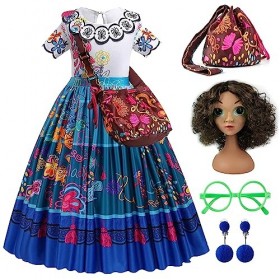 Cnexmin DéGuisement Mirabelle Encanto Enfant Costume Robe Mirabelle Filles Avec Accessoires Pour FêTe Halloween Carnaval 8-9a