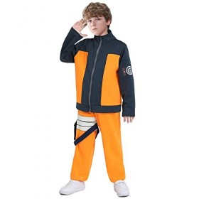 Déguisement Anime Enfant Garçon Fille Costume Cosplay pour Halloween Carnaval Noël Cérémonie Anniversaire,Orange,7-8 ans