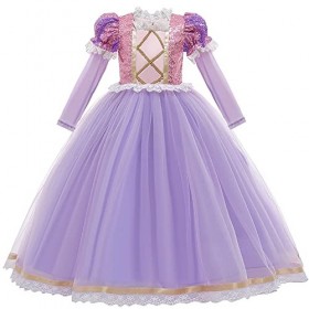IWEMEK Enfants Déguisements Filles Raiponce Robe de Princesse Longue en tulle + Accessoires Ensemble Conte De Fées Cosplay Ha
