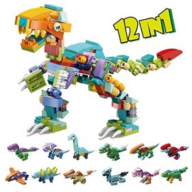 deeyeo Calendrier de lAvent 2022, dinosaures pour calendrier de lAvent Lego 2022, 24 pièces, modèle dinosaure, blocs de con