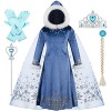 Hallojojo Hiver Elsa Déguisement Fille avec Capuche La Reine des Neiges Robe Elsa Vêtements Princesse Costume Enfant Annivers