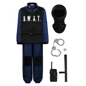 ReliBeauty Déguisement SWAT Costume Policier Enfant avec Accessoires 3-4ans, 100