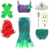 IWFREE Déguisement Petite Sirène avec Accessoires Fille Princesse Ariel Robe de Soirée Fancy Dress Halloween Noël Anniversair