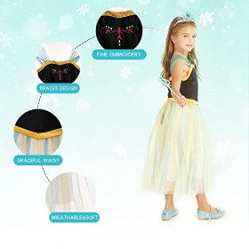 Foierp Elsa Robe Princesse Fille - Costume Princesse Elsa Enfant Deguisement avec Accessoires pour Halloween Cosplay Fête Da