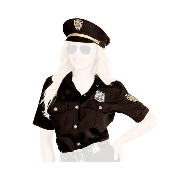 com-four® costume de policière - blouse et chapeau - NY Police Officer - costume pour carnaval, soirée à thème, Halloween ou 