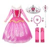 JerrisApparel Cérémonie Robe Rose Princess Costume Robe de fête Fille Fancy 130cm, Rose avec Accessoires 