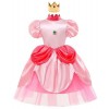 Deleventh Princesse Peach Déguisement Robe et Couronne Fille Rose Robe de Soirée avec Boucles Doreilles Gants Accessoires Co