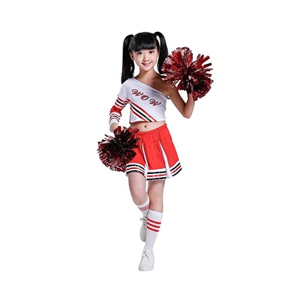 LOLANTA Deguisement Pompom Girl Enfant, Costume Cheerleader Fille à Pompons 11-12 Ans, Blanc,Tag 160