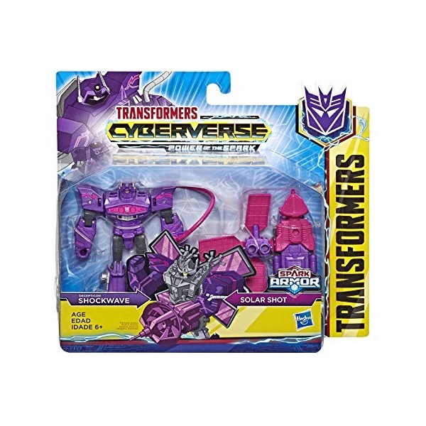 Hasbro Transformers - Cyberverse Shockwave avec Spark Armor, sassocie avec Solar Shot pour se développer, Convient aux Enfan