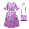 Eleasica Fille Isabela Déguisement Encanto Sac Enfant Robe de Princesse Costume Noël Cadeau Anniversaire Manches Courtes Cosp