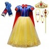 Lito Angels Deguisement Robe Princesse Blanche Neige avec Cape et Accessories Enfant Fille, Costume dhalloween Anniversaire 