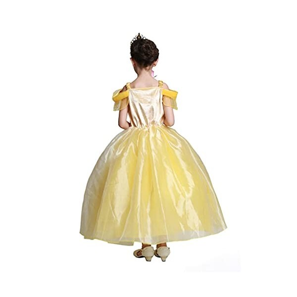 Lito Angels Deguisement Robe Costume Princesse Belle avec Accessoires Enfant Fille, Taille 2 ans, Jaune