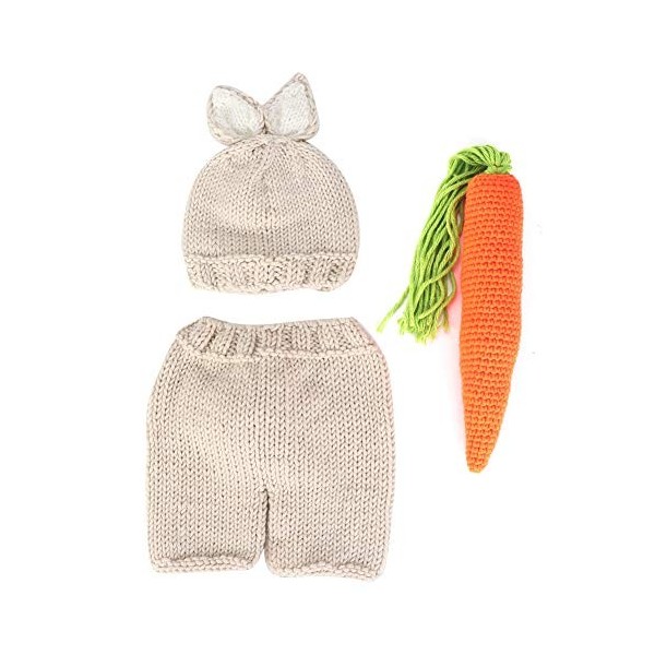 Accessoires de photographie de bébé nouveau-né, costume de lapin en trois pièces accessoire de photographie souple pour bébé