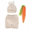 Accessoires de photographie de bébé nouveau-né, costume de lapin en trois pièces accessoire de photographie souple pour bébé