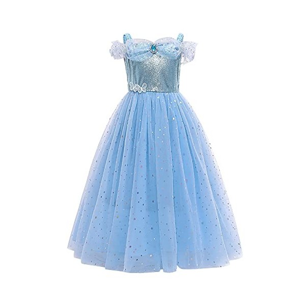 Odizli Cendrillon Costume Enfant Fille Princesse Robe Tulle Longue Robe de Bal Halloween Noël Carnaval Party Cosplay + Access