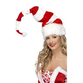 Fancy Me Femmes Hommes Sucre dorge Rouge Blanc à Rayures Noël Bonnet Père Noël Festif Accessoire Déguisement