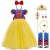 OBEEII Robe de Princesse Filles Blanche Neige Déguisement avec Cape Snow White Costume Cosplay Conte de Fée Robe de Soirée Ha