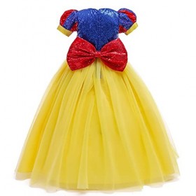 OBEEII Robe de Princesse Filles Blanche Neige Déguisement avec Cape Snow White Costume Cosplay Conte de Fée Robe de Soirée Ha