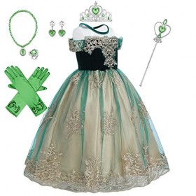 Robe princesse Anna pour fille – Costume de costumade pour filles – Costume de fête – Tenue de fête – Halloween Noël – Robe l