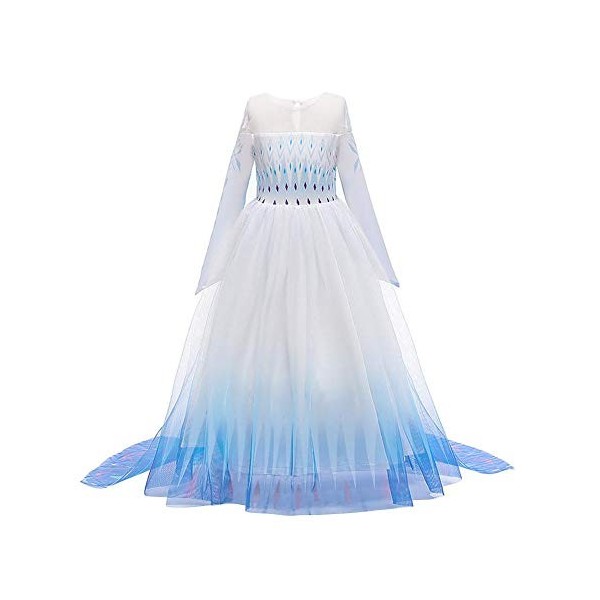 IBTOM CASTLE Robe de Princesse Manches Longues Reine des Neiges Longue Cosplay Costume de Robe Bleu Chaude Doux Déguisements 