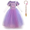 IMEKIS Costume de princesse Raiponce Sofia à manches longues bouffantes pour filles - Pour carnaval, cosplay - Avec accessoir