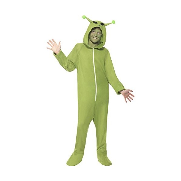 Costume dalien pour enfant déguisement de monstre vert L 11-13 ans 140-158 cm Tenue dalien mignon jump suit extraterrestre 