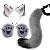 Katutude Ensemble Bandeau Oreilles de Chat Cosplay Costume avec Queue de Renard Et Gants, Oreilles danimaux Bandeau Queue de