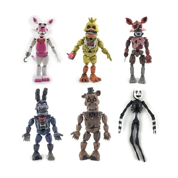 Puruuige Lot de 6 Figurines Five Nights at Game - Thème FNAF - 14 cm -  Lumineuses - Figurines Fazbear - Freddy Foxy Sister av