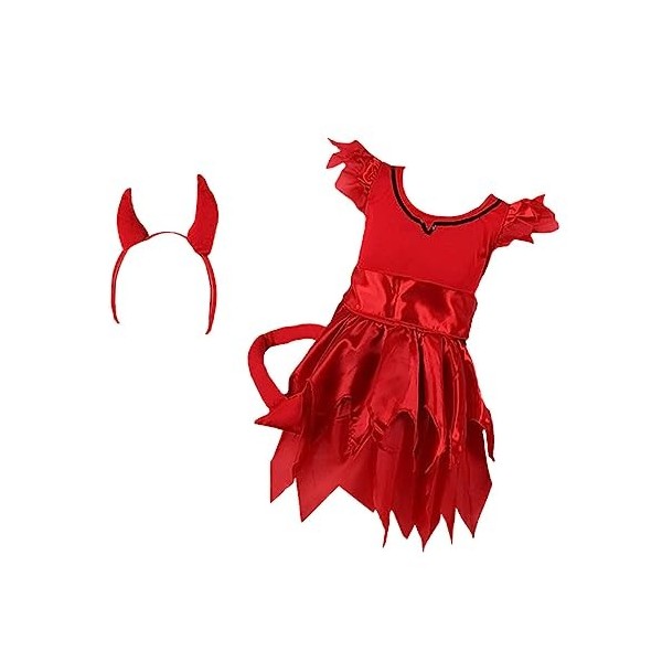 Toyvian 1 Halloween Robe Robe De Bal Robe Diable Costume Fille Vêtements Partie Habiller Accessoires Pétale Vêtements Ensembl