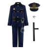 ReliBeauty Déguisement Policier Garçon et Fille Costume Deux Pièces pour Enfants avec Accessoires 9-10 ans 130