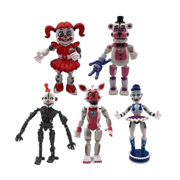 Puruuige Lot de 6 Figurines Five Nights at Game - Thème FNAF - 14 cm - Lumineuses - Figurines Fazbear - Freddy Foxy Sister av