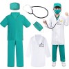 Cnexmin Deguisement Medecin Enfant Costume de Chirurgien Enfant avec Stéthoscope Blouse Blanche Docteur Jeu de Rôle pour Garç