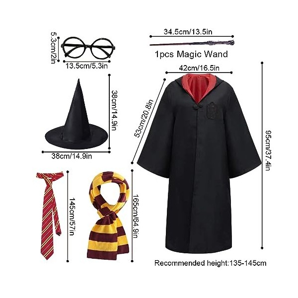PIUMOJ Costume Harry Enfant, Costume de Magicien, Deguisement Potte