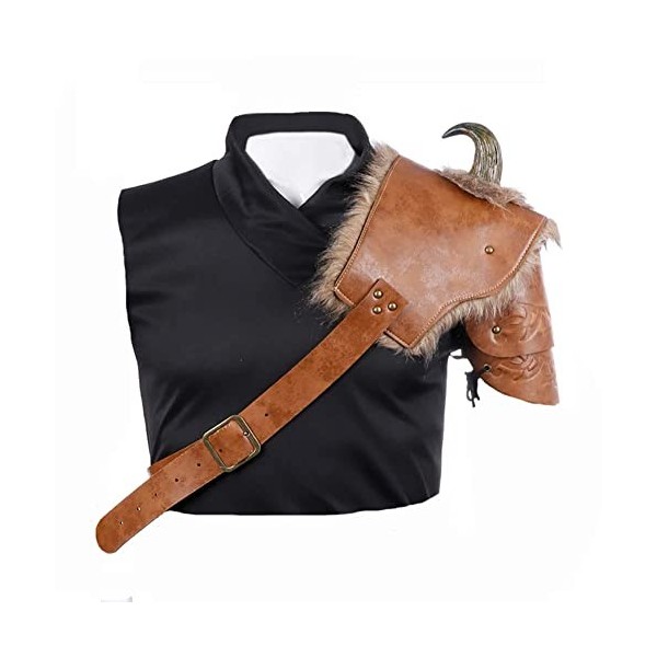 Épaulière médiévale rétro pour Halloween - Accessoires de déguisement Viking - Réglable - Accessoire de cosplay épaule gauch