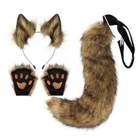 Ensemble doreilles de queue de fourrure de renard Costume Cosplay longue queue de renard en fausse fourrure avec oreilles et