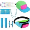 Cindeer Accessoires de Déguisement des Années 80 pour Femme Set de Costume de Fête des Années 80, Chapeau Néon Sac Banane Rét