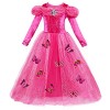 IBTOM CASTLE Deguisement Princesse Robe Fille Costume Papillon Rose Enfant Manches Longues Carnaval avec Couronne Baguette Ma