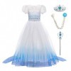 Elsa Anna Princesse Glace Neiges Costume Enfant Fille Cosplay Longue Déguisement et Accessoires à Manches Courtes/Longue pour