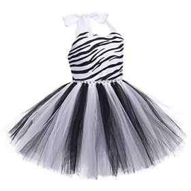 IDOPIP Déguisement 101 Dalmatien Filles Enfants Enfant Tutu Robe de Zèbre Animal Cosplay Fête Déguisement Carnaval Noël Habil