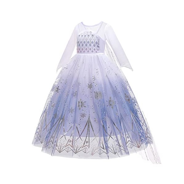 Eleasica Enfant Reine des Neiges 2 Robe de Princesse Elsa Fille Baguette Magique Couronne Déguisement Noël Carnaval Halloween